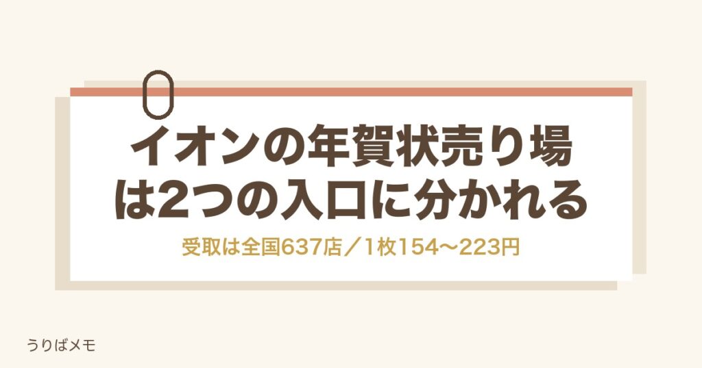 イオンの年賀状売り場は2つの入口｜店頭とネット印刷の値段も