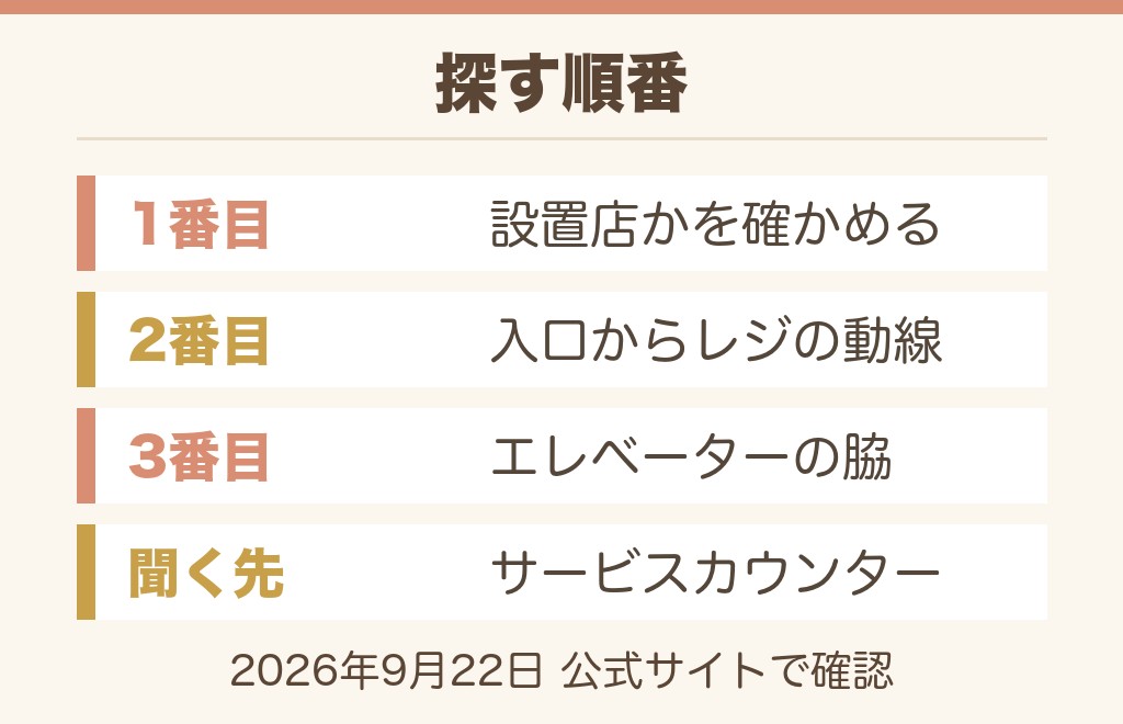 はんこ自販機のドンキ売り場は決まった棚がない