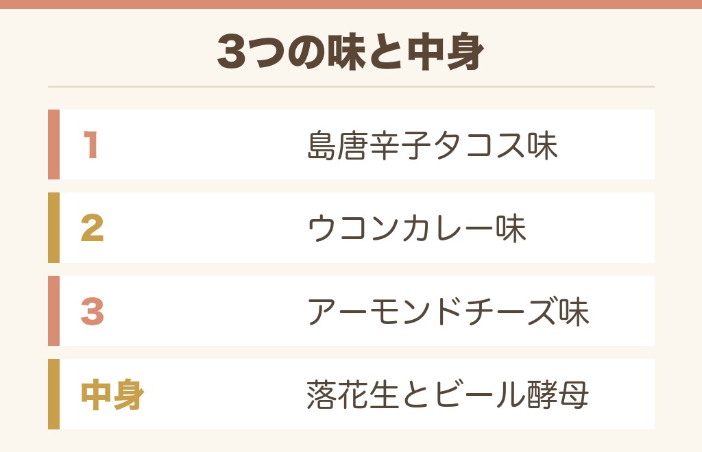 沖縄ビアナッツは美味しい?3つの味と中身
