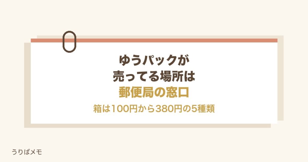ゆうパックが売ってる場所は郵便局の窓口｜コンビニと箱の値段