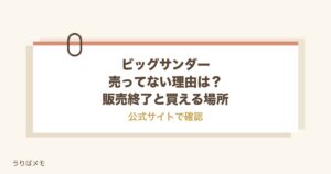 ビッグサンダーが売ってない理由は？販売終了と買える場所も
